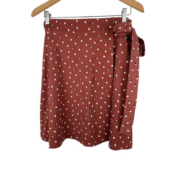 Love Hanna Women's M Brown Polka Dot Soft Microtencel Stretch Wrap Skirt - Picture 1 of 7